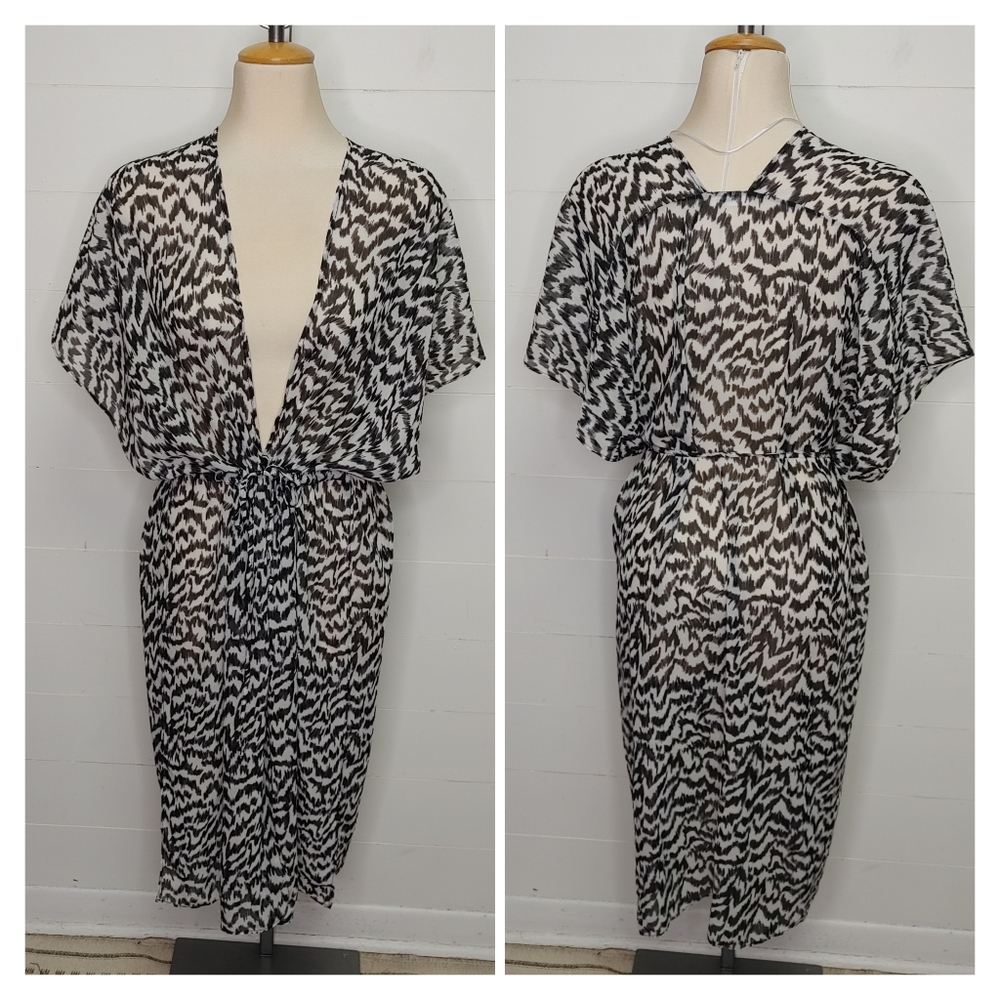 Knix Black And White Printed Swim Cover Up XS-M